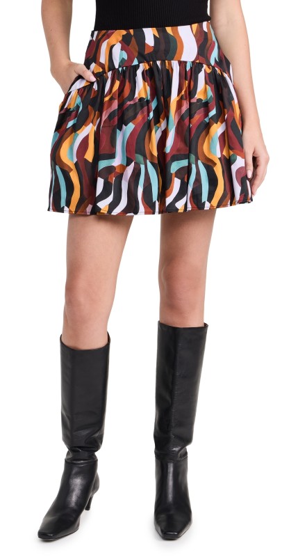 Chloe Kristyn Estelle Mini Skirt Linear Graphic