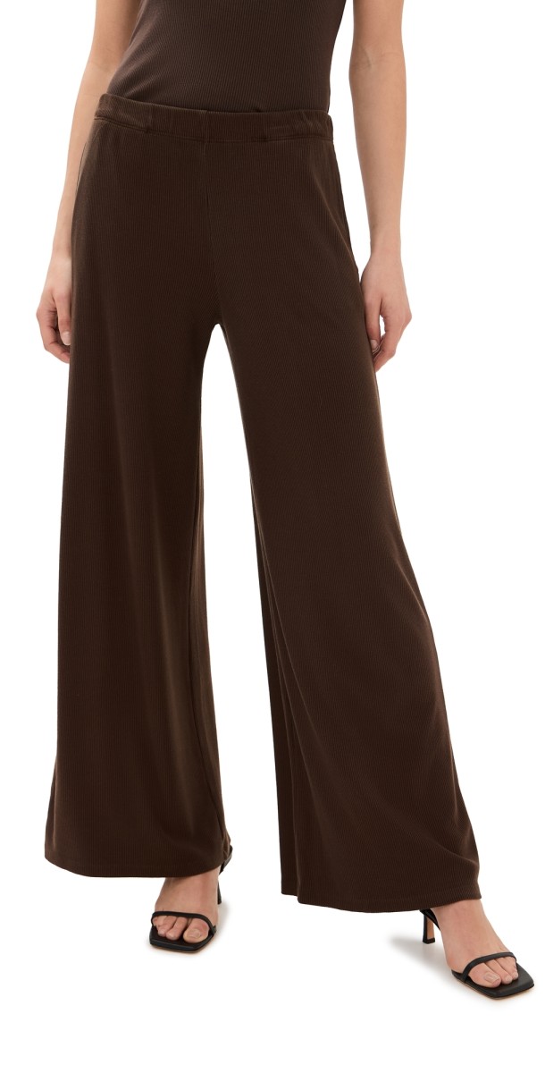 SPRWMN Rib Wide Leg Pants Chocolate