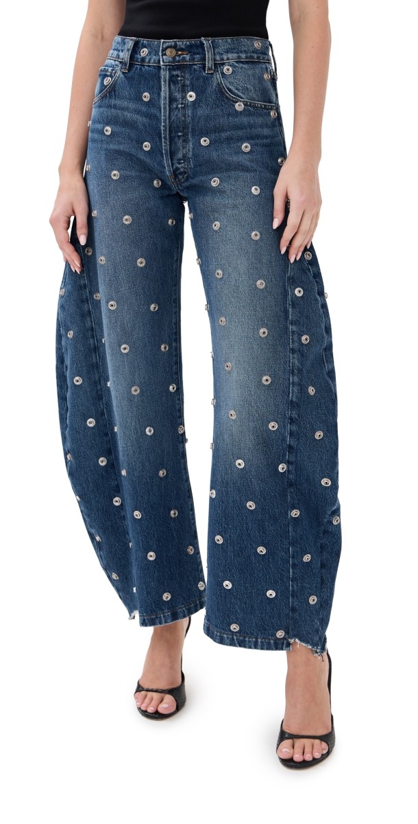 A. W.A. K.E. MODE Studded Jeans Blue Denim