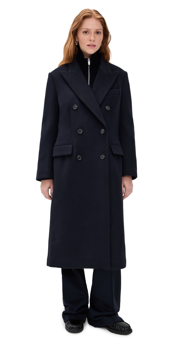 Theory Double Breasted Peak Coat Baltic