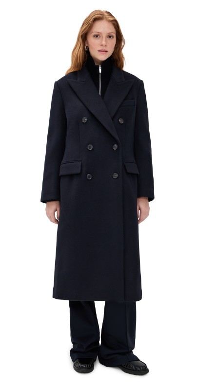 Theory Double Breasted Peak Coat Baltic