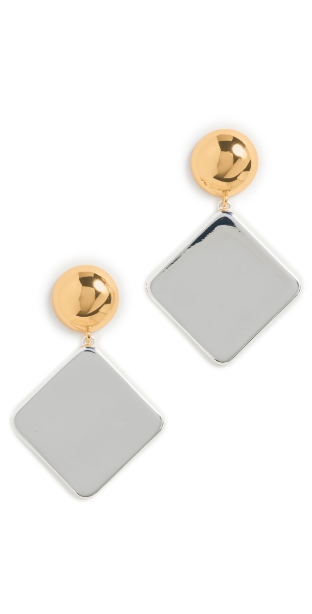 Aureum Ilona Two Tone Geometric Drop Earrings Gold/Silver