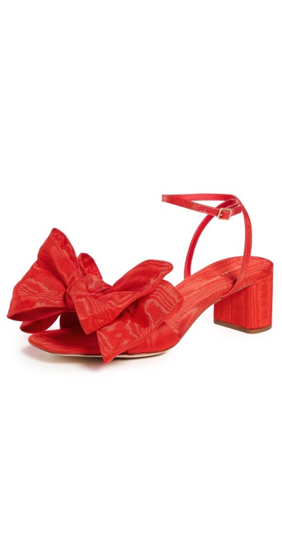 Loeffler Randall Carmen Mid Heel Bow Sandals Red
