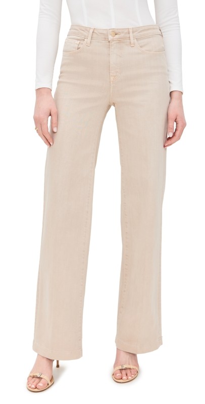 L'AGENCE Clayton High Rise Wide Leg Jeans Biscuit