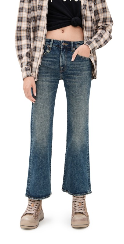 R13 Overflow Boy Flare Jeans MIRE BLUE STRETCH