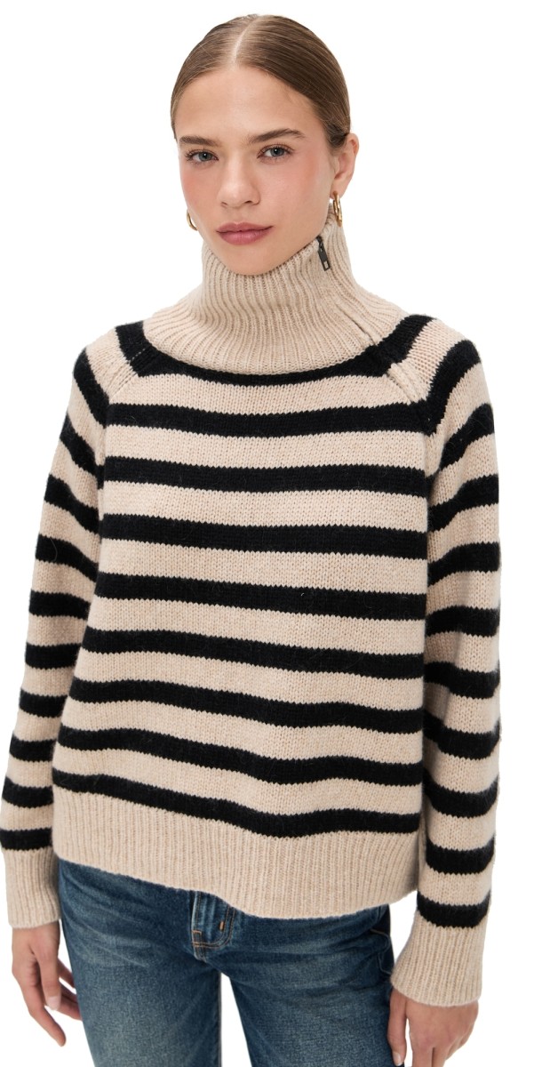 Nili Lotan Raelynn Stripe Sweater Parchment/Black Stripe
