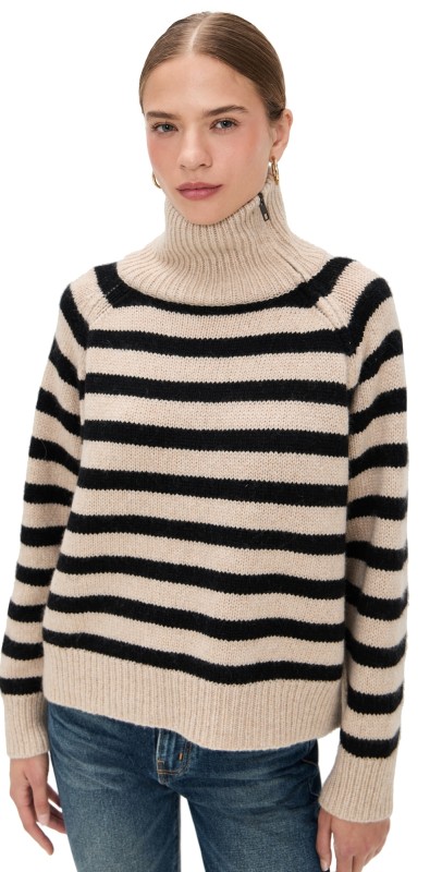 Nili Lotan Raelynn Stripe Sweater Parchment/Black Stripe