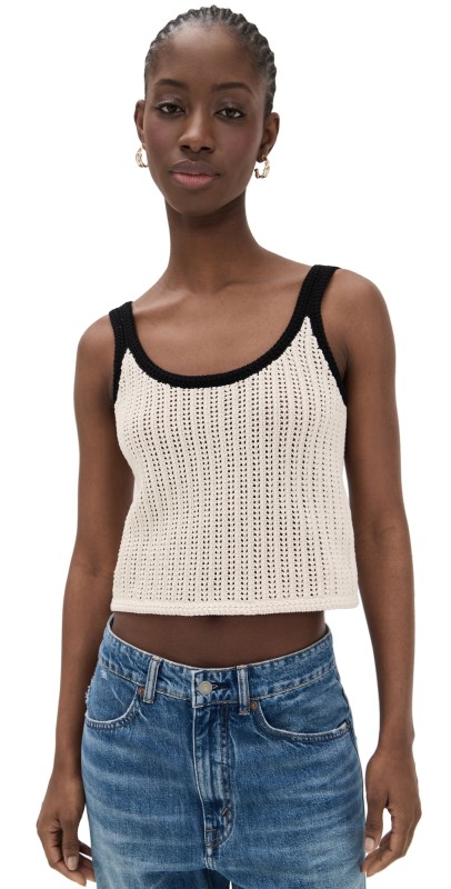 Madewell Open Stitch Sweater Tank Sand And Black Combo