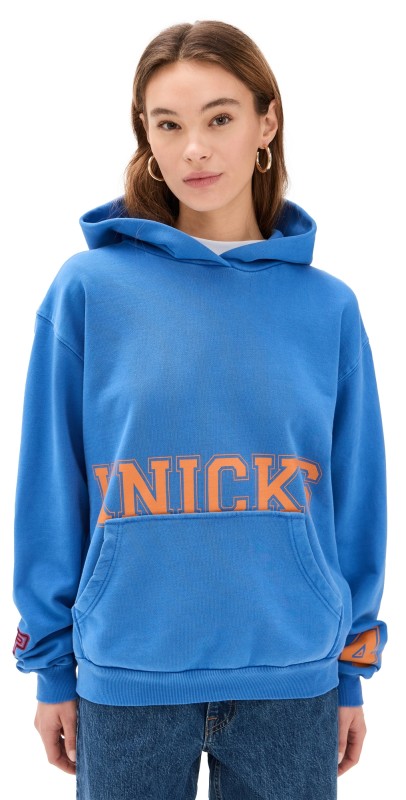 DANNIJOPRO NY Knicks Team Crew Hoodie Blue Pigment Dyed