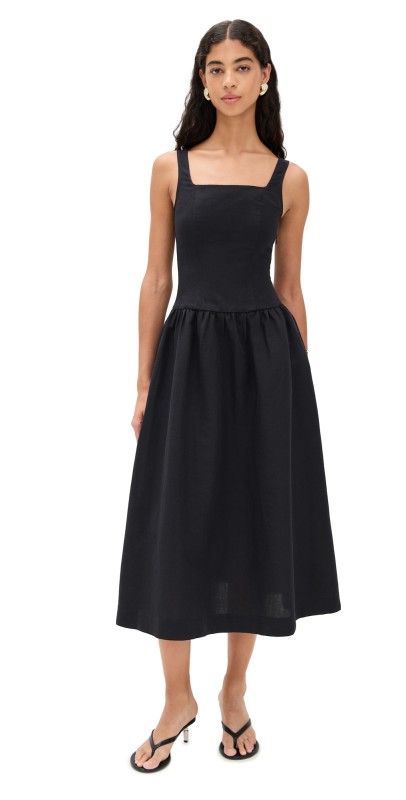 ALIGNE Rosia Linen Midi Dress Black