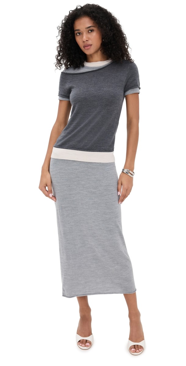 STAUD Lyric Dress Heather Grey Multi