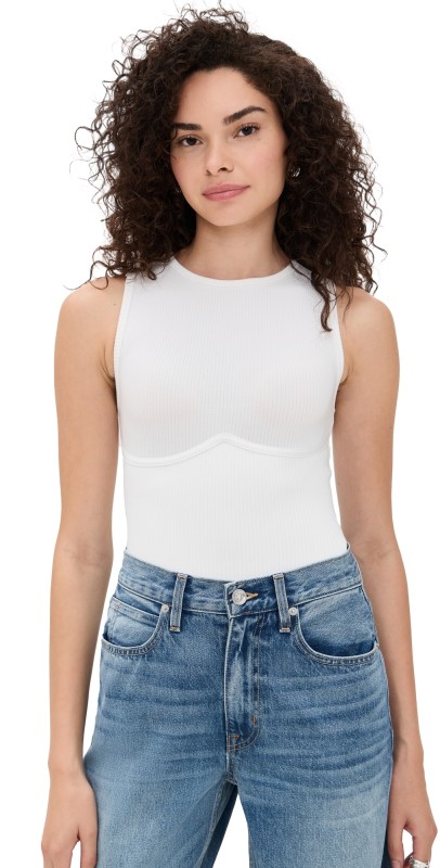 Fleur du Mal Hourglass Rib Thong Bodysuit Ivory