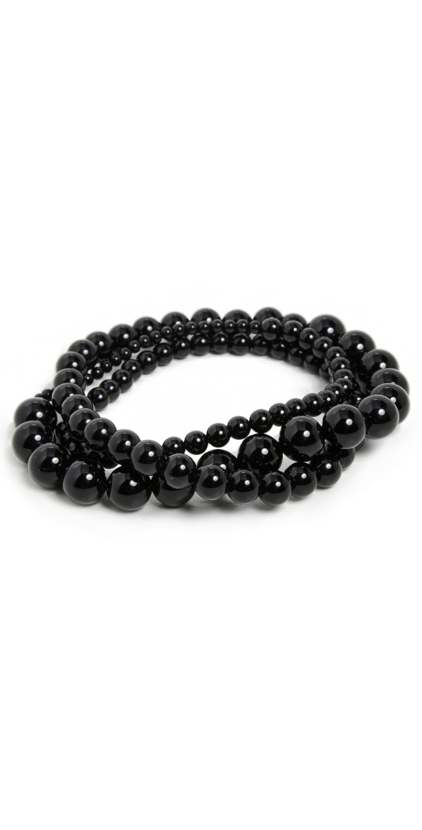 SHASHI Miller Onyx Stretch Wrap Bracelet/Necklace Black