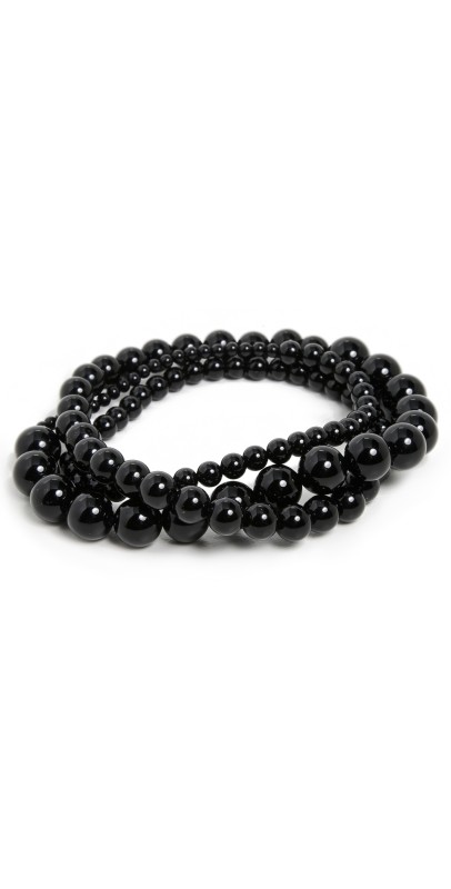 SHASHI Miller Onyx Stretch Wrap Bracelet/Necklace Black