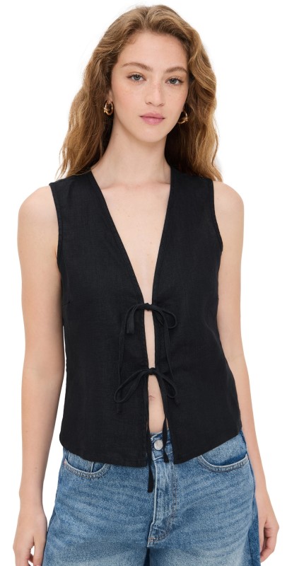 RAILS Oregon Linen Top Black