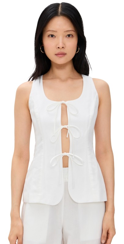 ALIGNE Lupin Linen Tie Waistcoat White