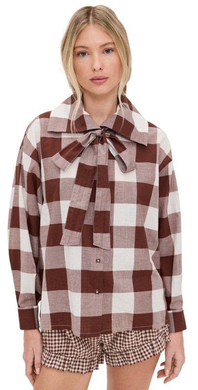 POSSE Callie Shirt Mocha Gingham