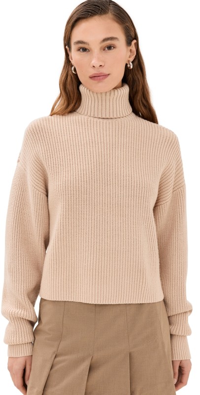 Good American Cozy Ribbed Turtleneck Wheat002