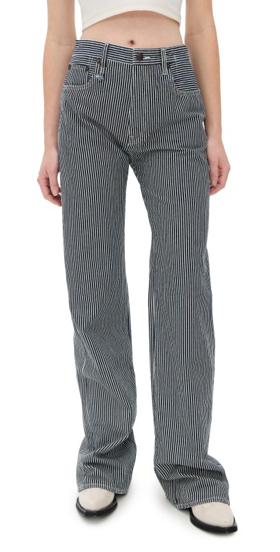 R13 Lace Back Jane Jeans Rinse Indigo Railroad
