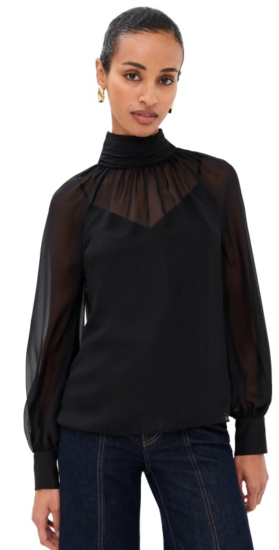 Veronica Beard Alyssa Silk Blouse Black