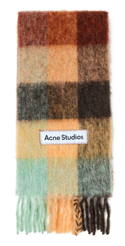 Acne Studios Vally Scarf Chestnut Brown/Yellow/Gr