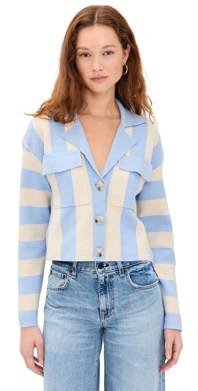 Line & Dot Bradley Striped Cardigan Blue/White