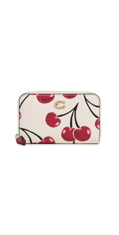 Coach Box Program Cherry Print Small Zip Around Wallet B4/Chalk Mult