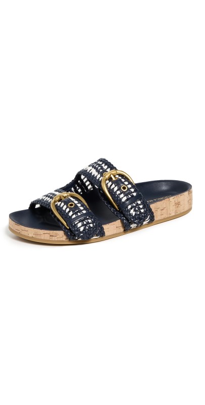 Veronica Beard Prue Woven Sandals Eclipse