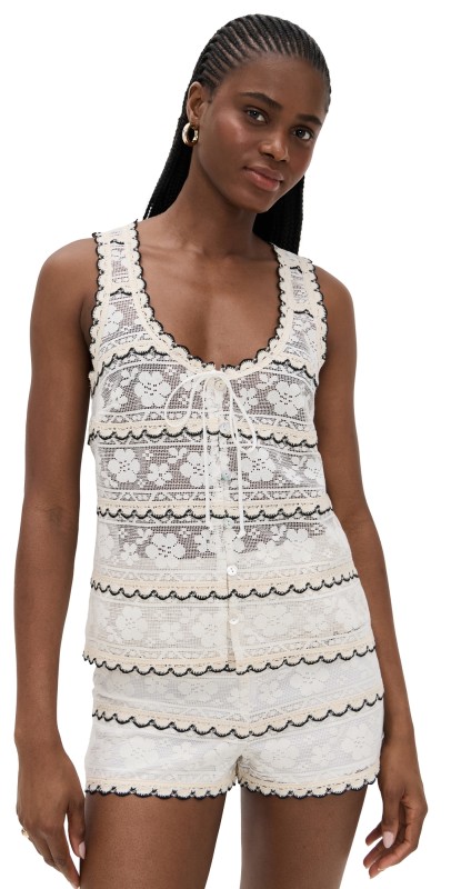 Show Me Your Mumu Take It Easy Tank French Vanilla Lace