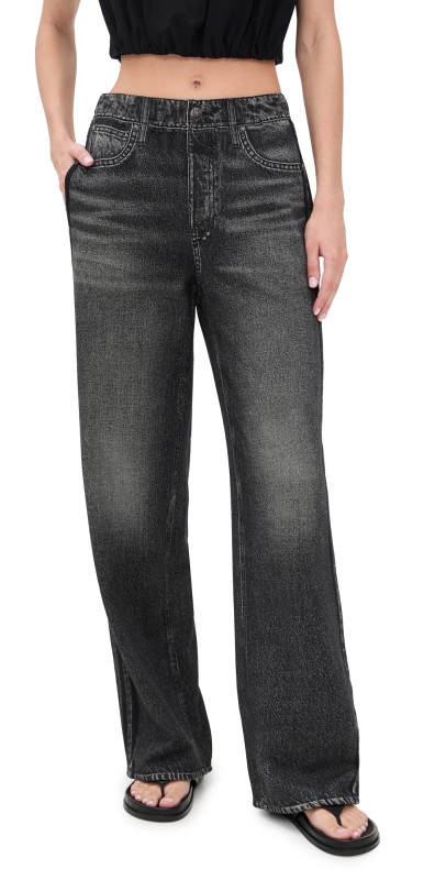 rag & bone Miramar Wide Leg Track Pants Washed Black