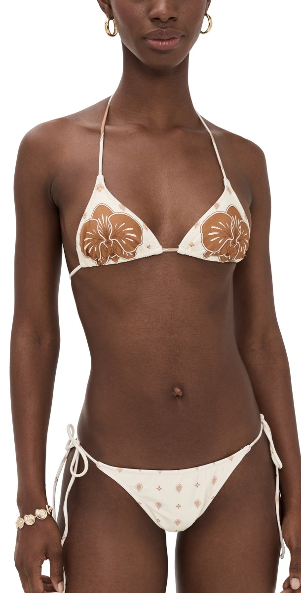 Shani Shemer Daphne Bikini Top Brown Print