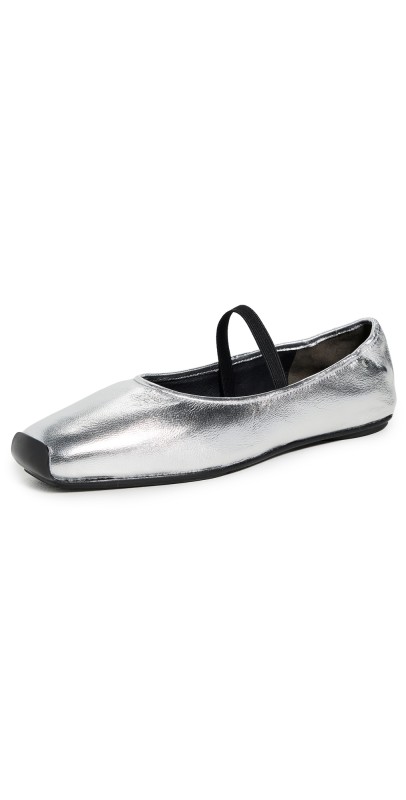 Tory Burch Runway Ballet Flats Silver/Perfect Black