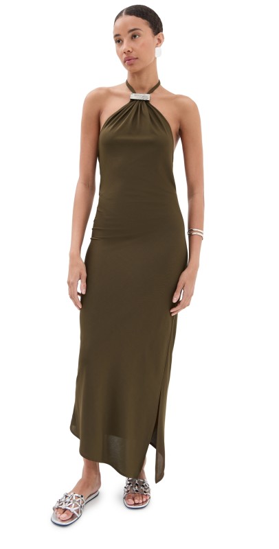 The Attico Maxi Dress Military Green