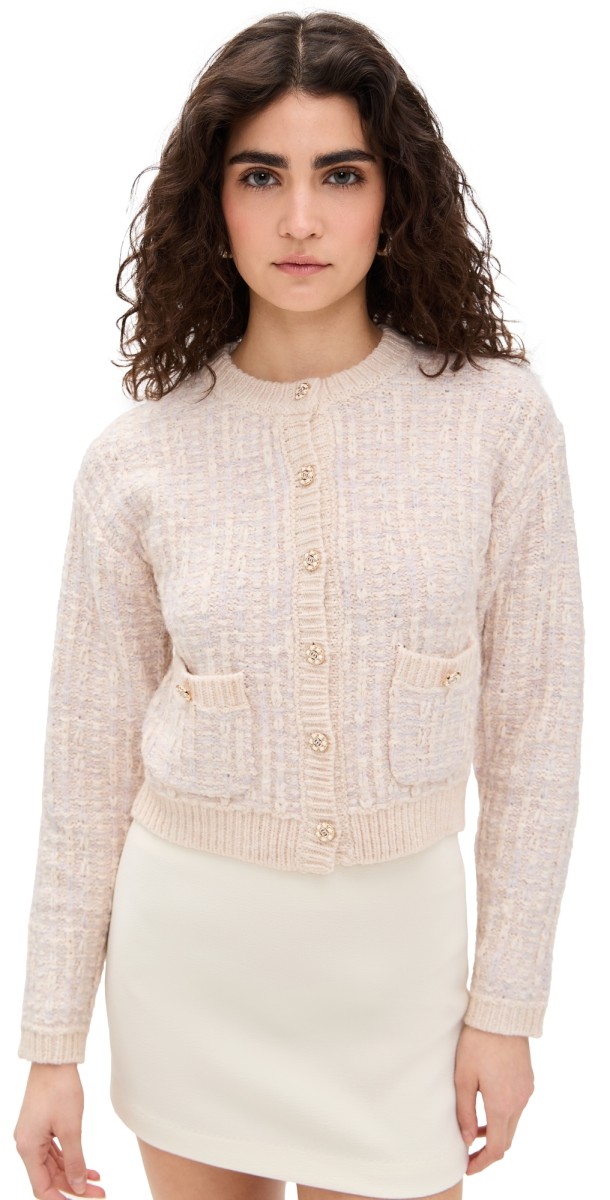 ASTR the Label Leyla Cardigan Oatmeal Lavender