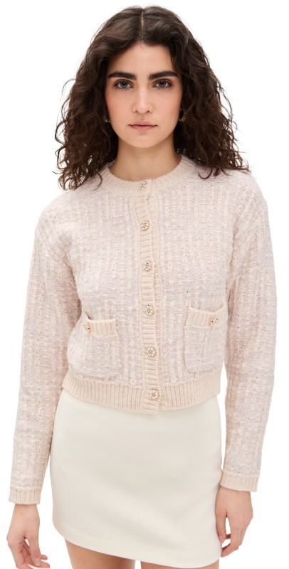 ASTR the Label Leyla Cardigan Oatmeal Lavender
