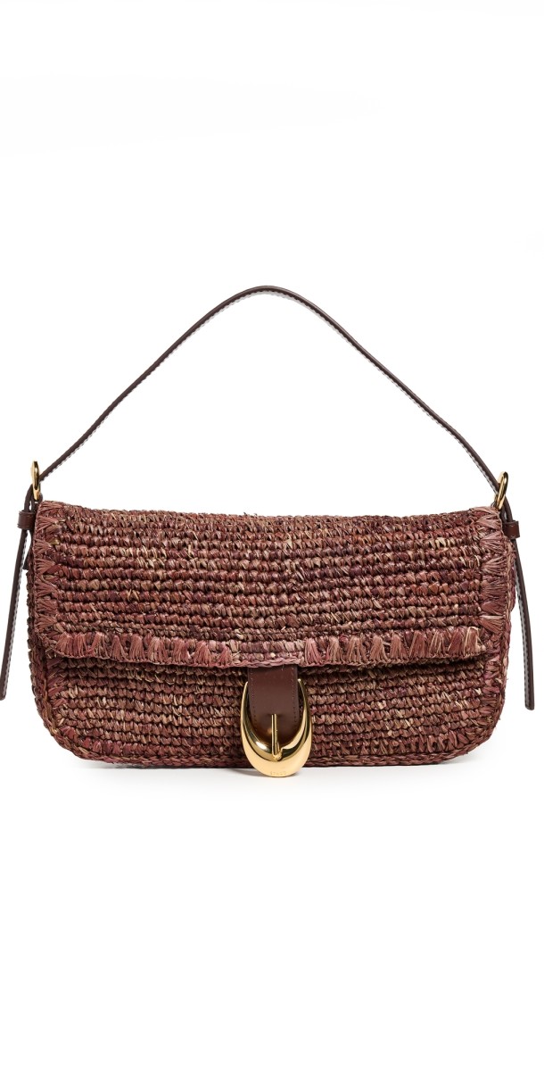 STAUD Harlow Raffia Shoulder Bag Natural/Ta