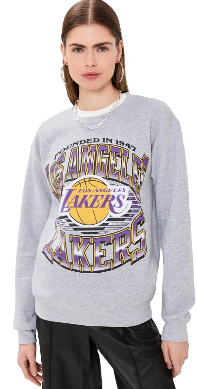 Junk Food Lakers Crew Sweatshirt Heather Grey