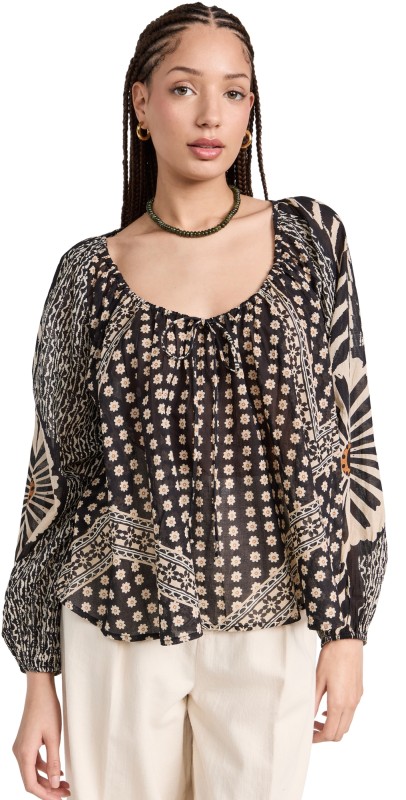 Free People Elena Printed Black Combo