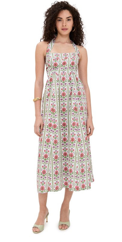 Hill House Home The Fleur Dress Floral Block Stripe/Green
