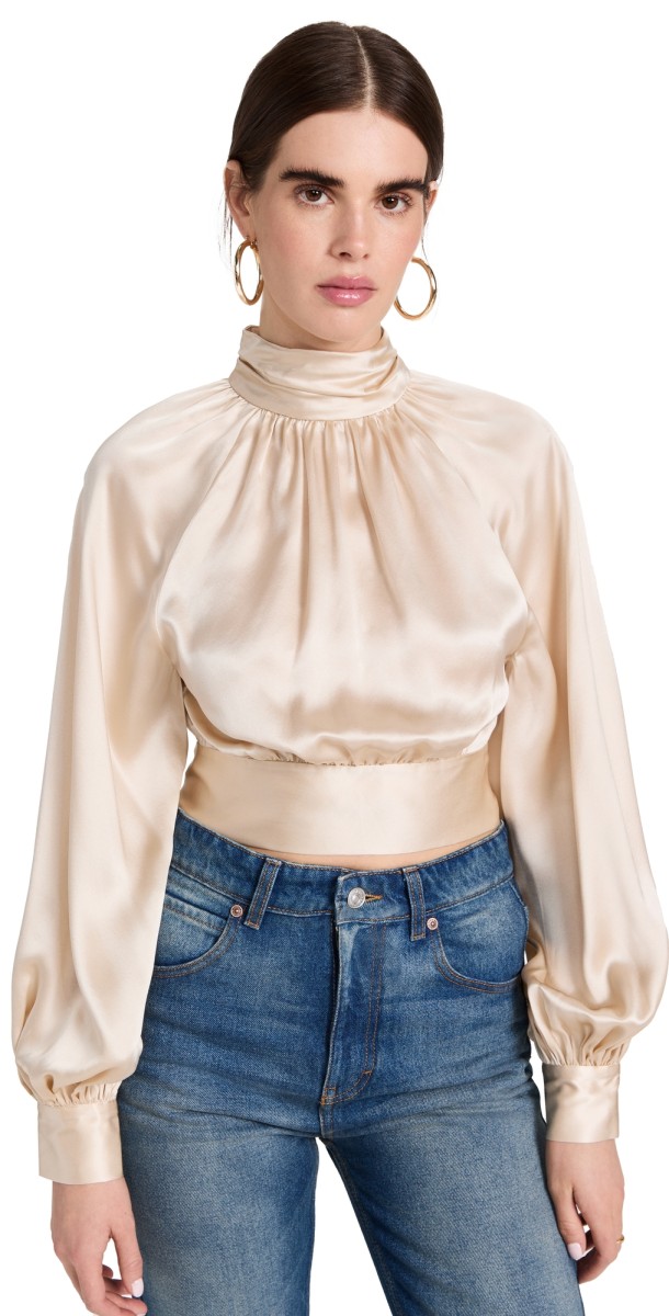 Reformation Julia Silk Top Ivory