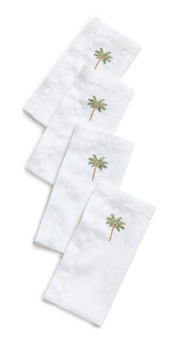 Kim Seybert Palm Tree Napkins Set of 4 White/Mult