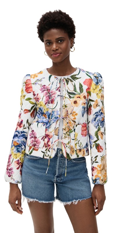 FARM Rio Greek Garden Quilted Jacket Greek Garden Off-White