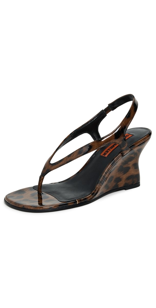 SIMONMILLER Beep Thong Wedge Sandals Leopard