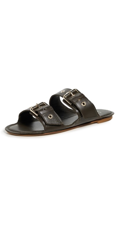Jamie Haller The Double Buckle Slides Olive