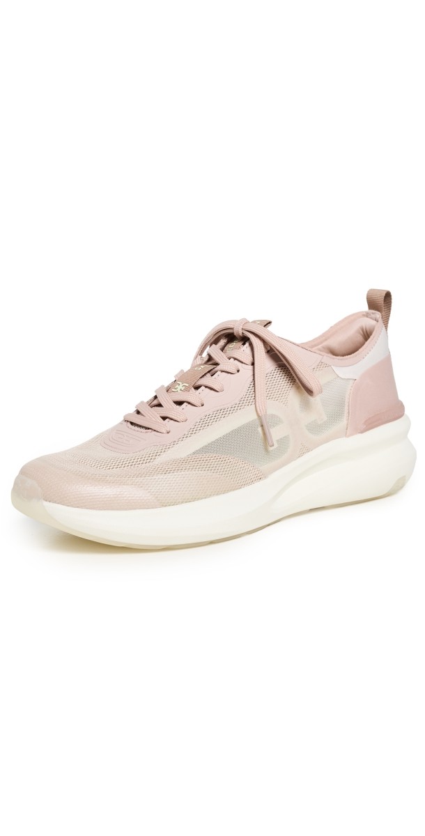 Sam Edelman Sarita Lace Up Performance Sneakers Beige/Rose Multi