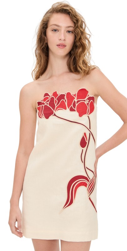Andres Otalora Tulipanes Mini Dress Ivory