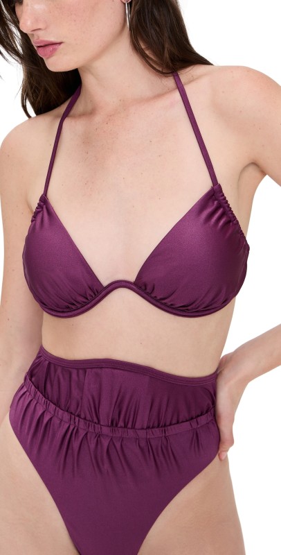 Andrea Iyamah Gadu Bikini Top Eggplant