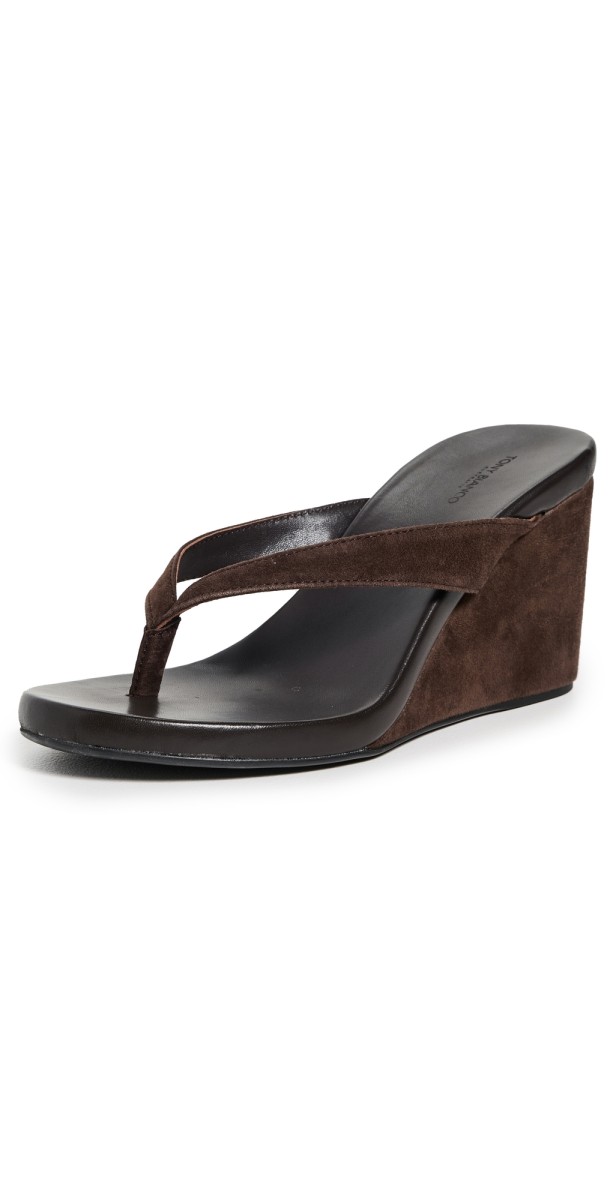 Tony Bianco Avanti Wedge Thong Sandals Espresso Suede