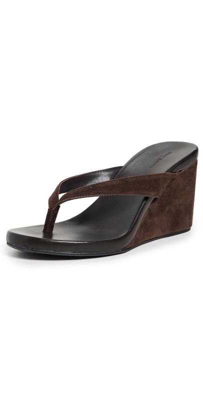 Tony Bianco Avanti Wedge Thong Sandals Espresso Suede