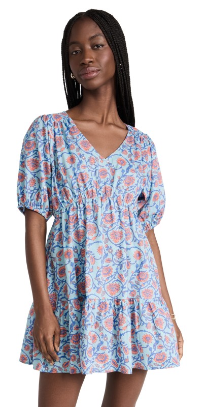 SUNDRY V Neck Tiered Dress Viola Floral